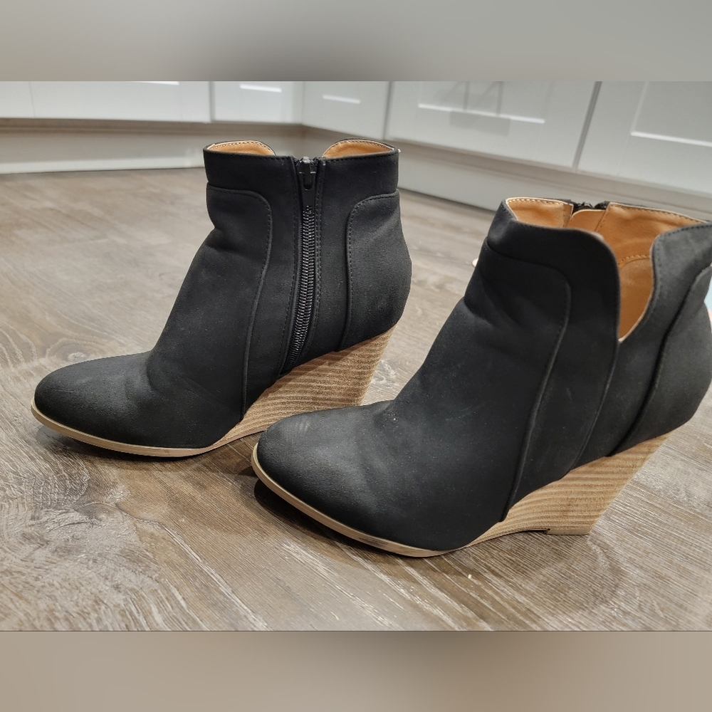 Ccocci black wedge boots, size 8